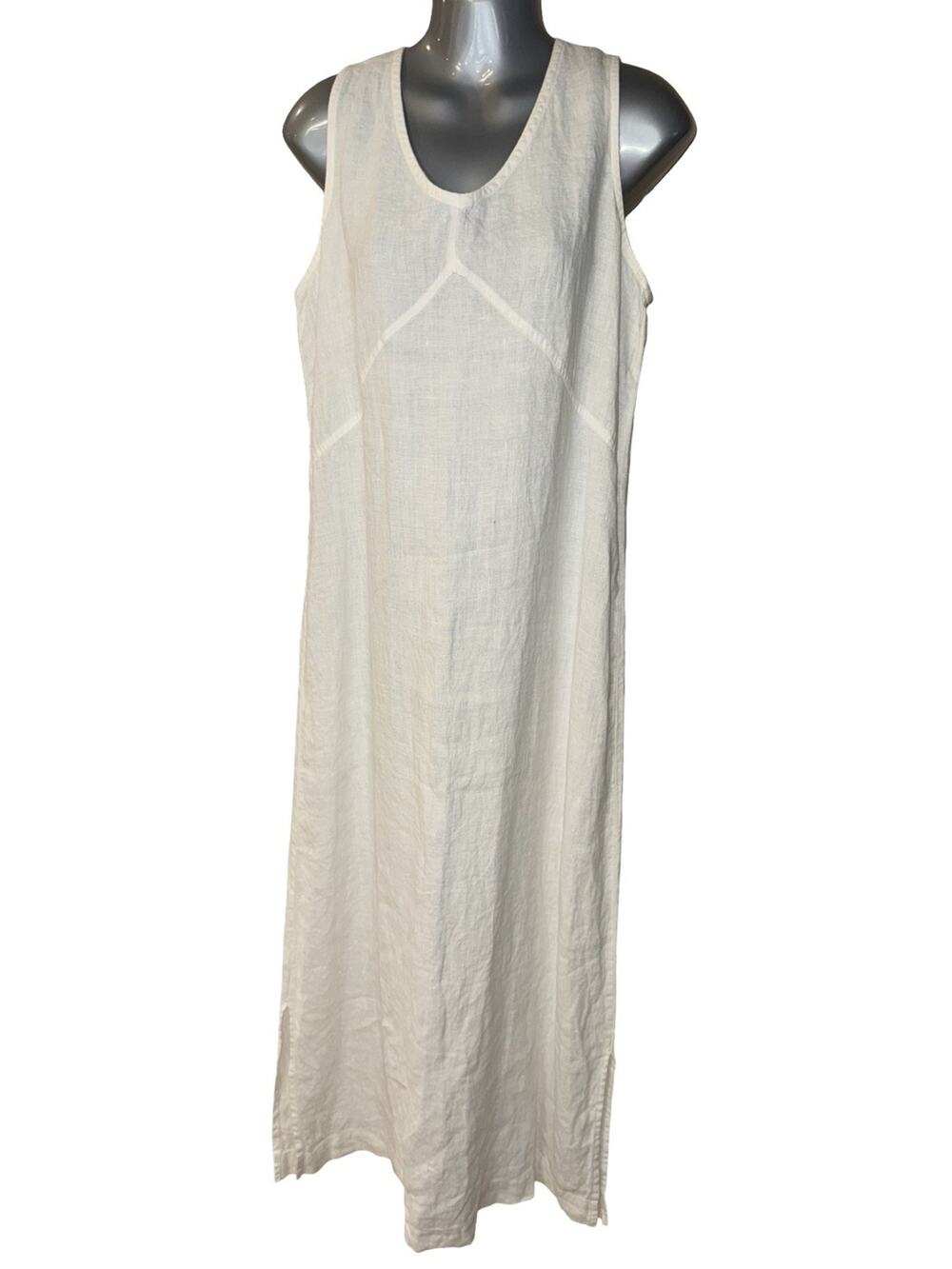 NWT Hot Cotton Maxi White Linen Dress, Sz Medium